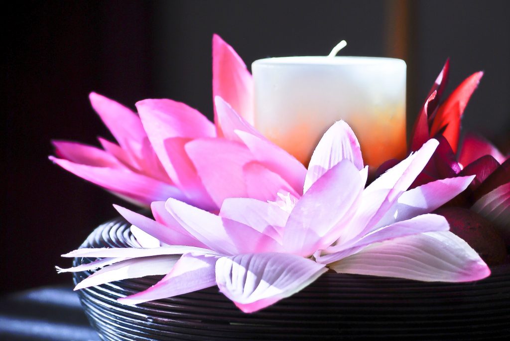 Scented Candle and Flowers